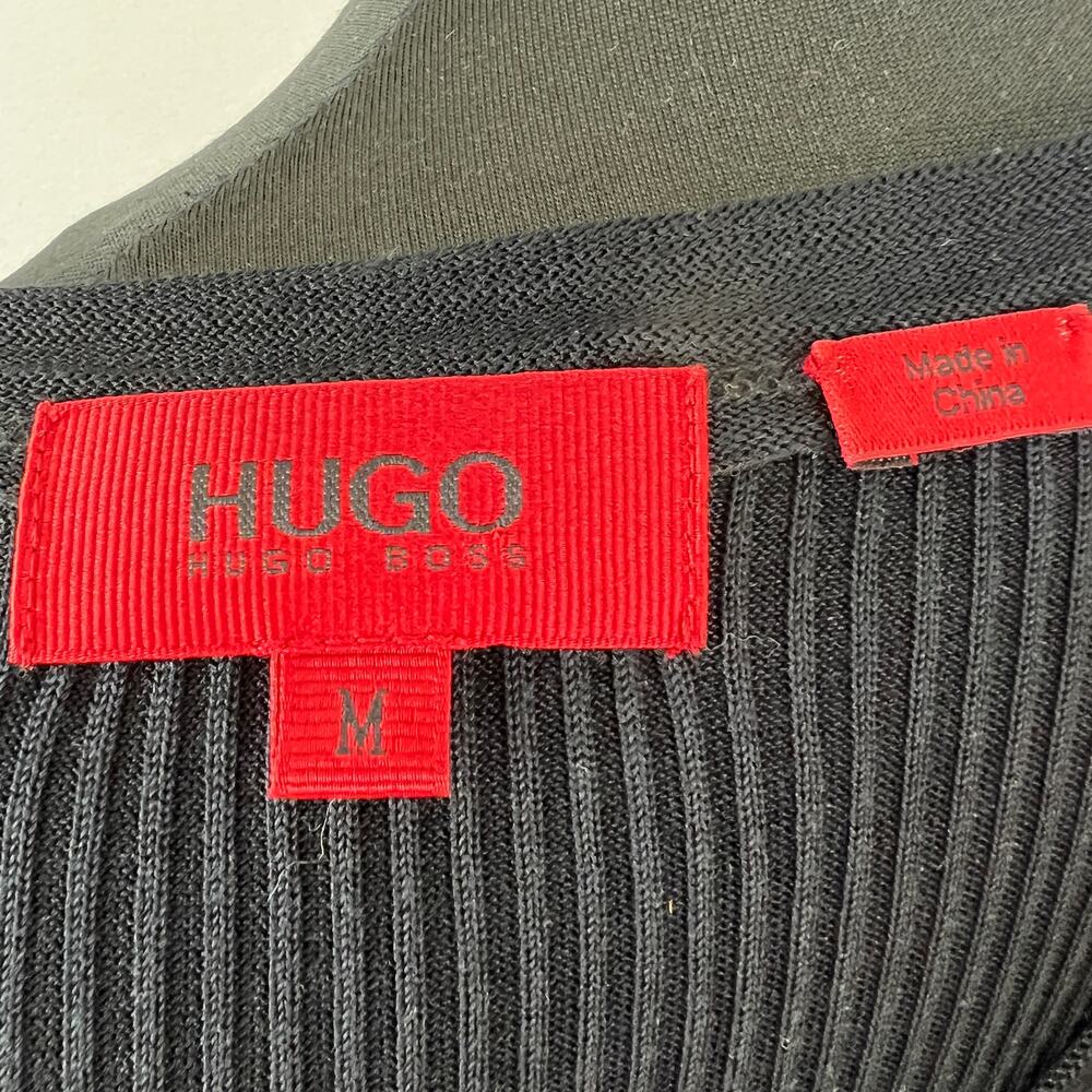 HUGO by Hugo Boss Black Ribbed Long Sleeve Round Neck Pullover Sweater Size M - Picture 6 of 6
